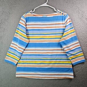 J. McLaughlin Top Blouse‎ Women XL Stretch 3/4 Sleeve Multicolor Striped